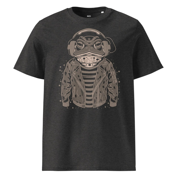 Print 'Frogwaves' Organic T-shirt Dark Heather Grey MILTTI