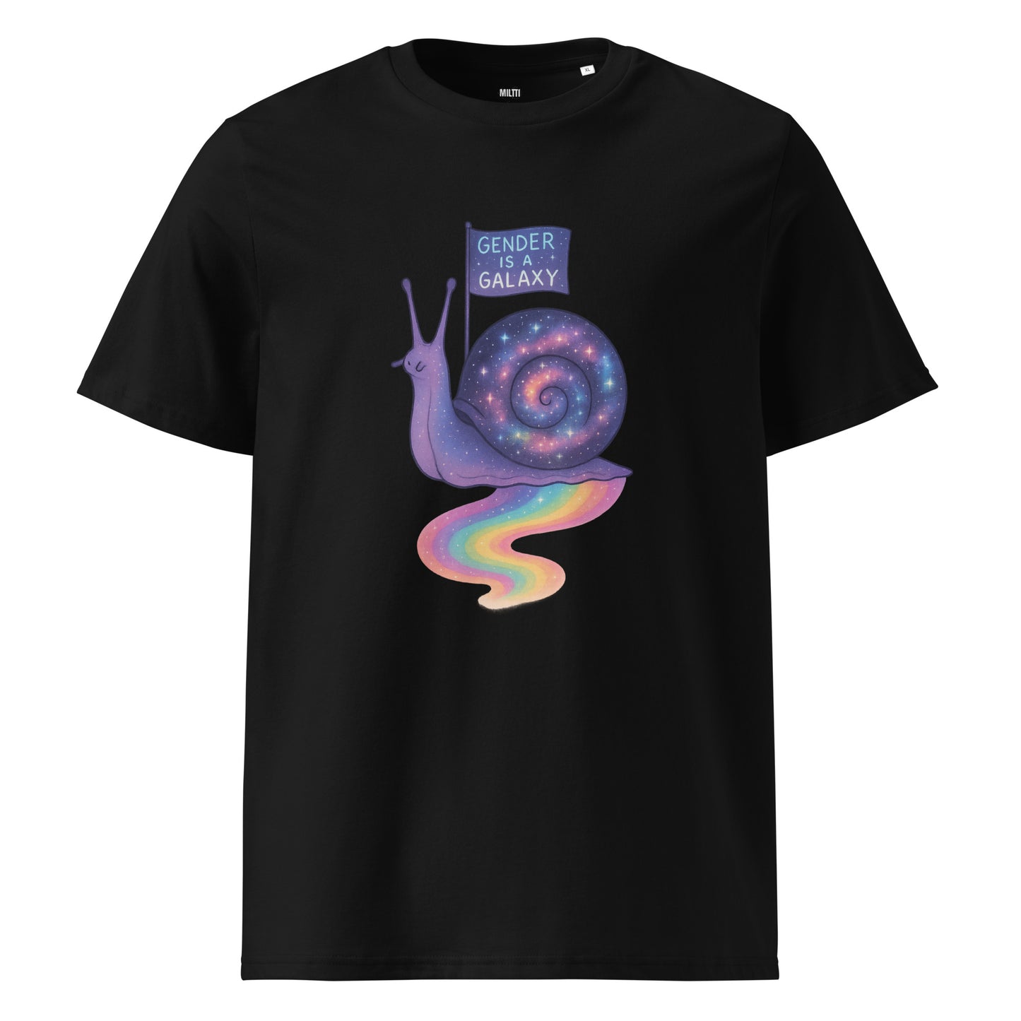 Print 'Galaxy Snail' Organic Cotton T-shirt Black MILTTI