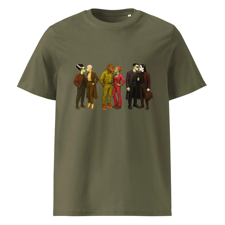 Print 'Monsters in Love' Organic Tee Khaki MILTTI
