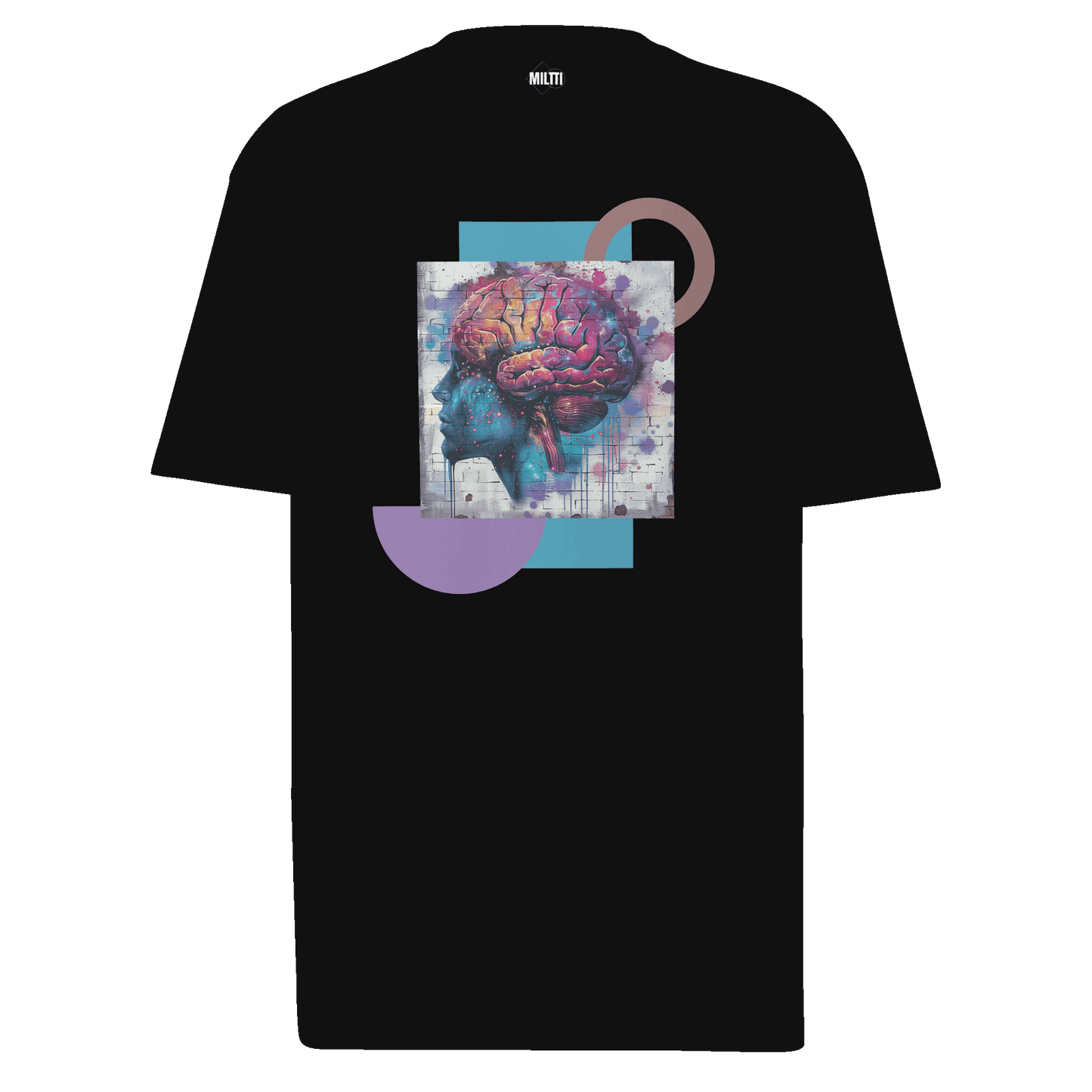 Print 'Neon Mind' Premium Heavyweight Tee Black MILTTI