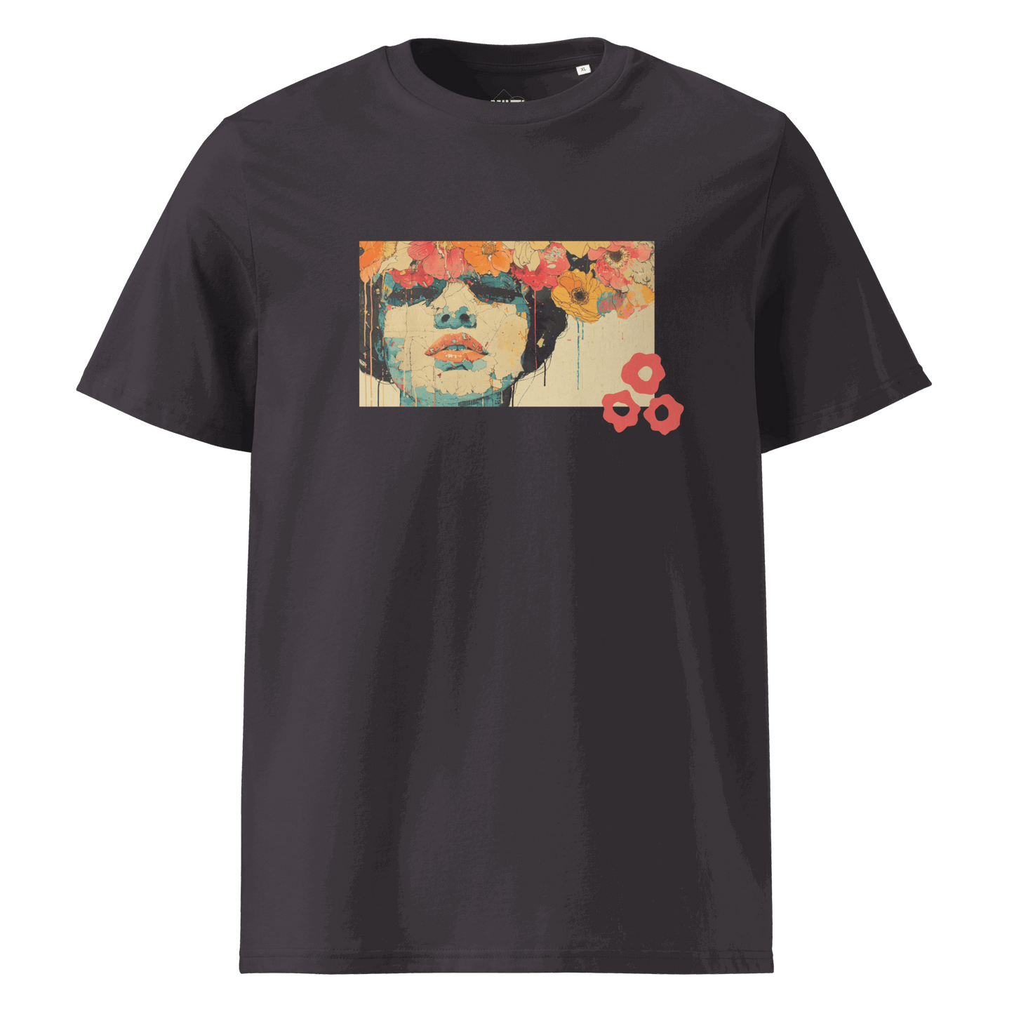 Print 'Petal Thoughts' Organic Cotton T-shirt Anthracite MILTTI
