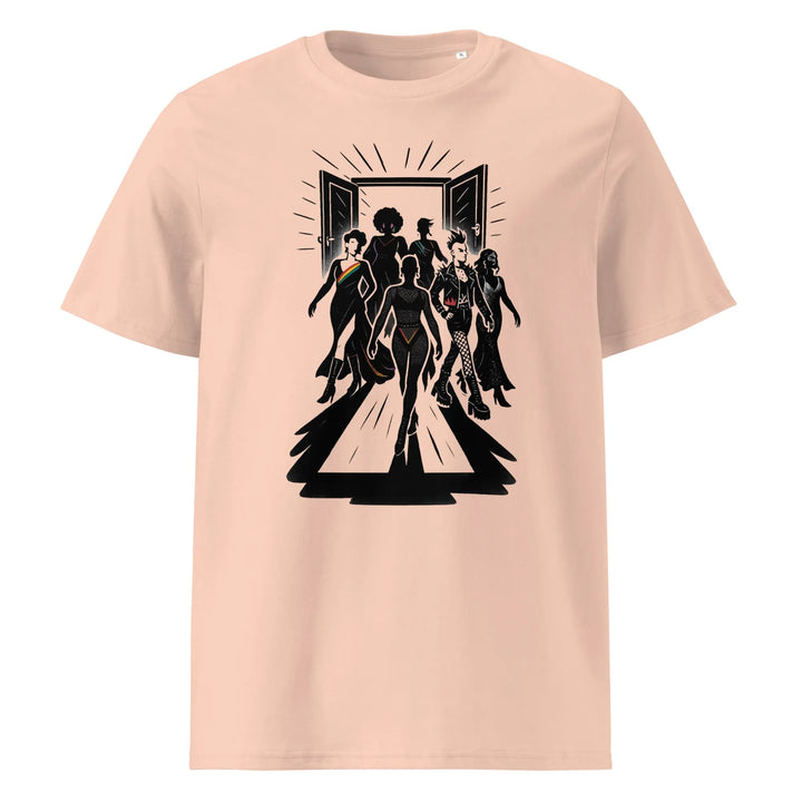 Print 'Queer Runway' Organic Ribbed Neck T-shirt Fraiche Peche MILTTI