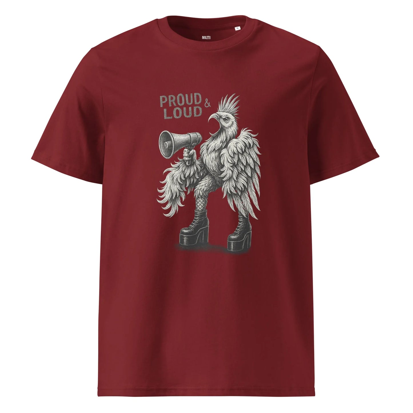 Print 'Rebel Bird' Organic T-shirt Burgundy MILTTI