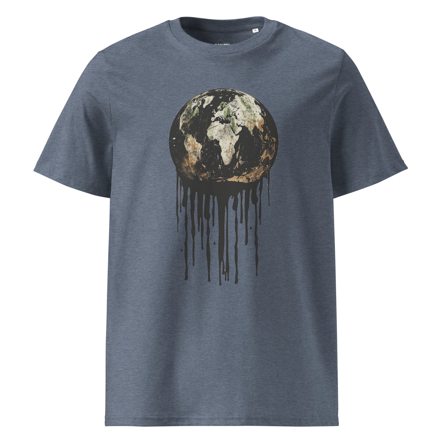 Print 'Bleeding Earth' Organic Cotton T-shirt Dark Heather Blue MILTTI