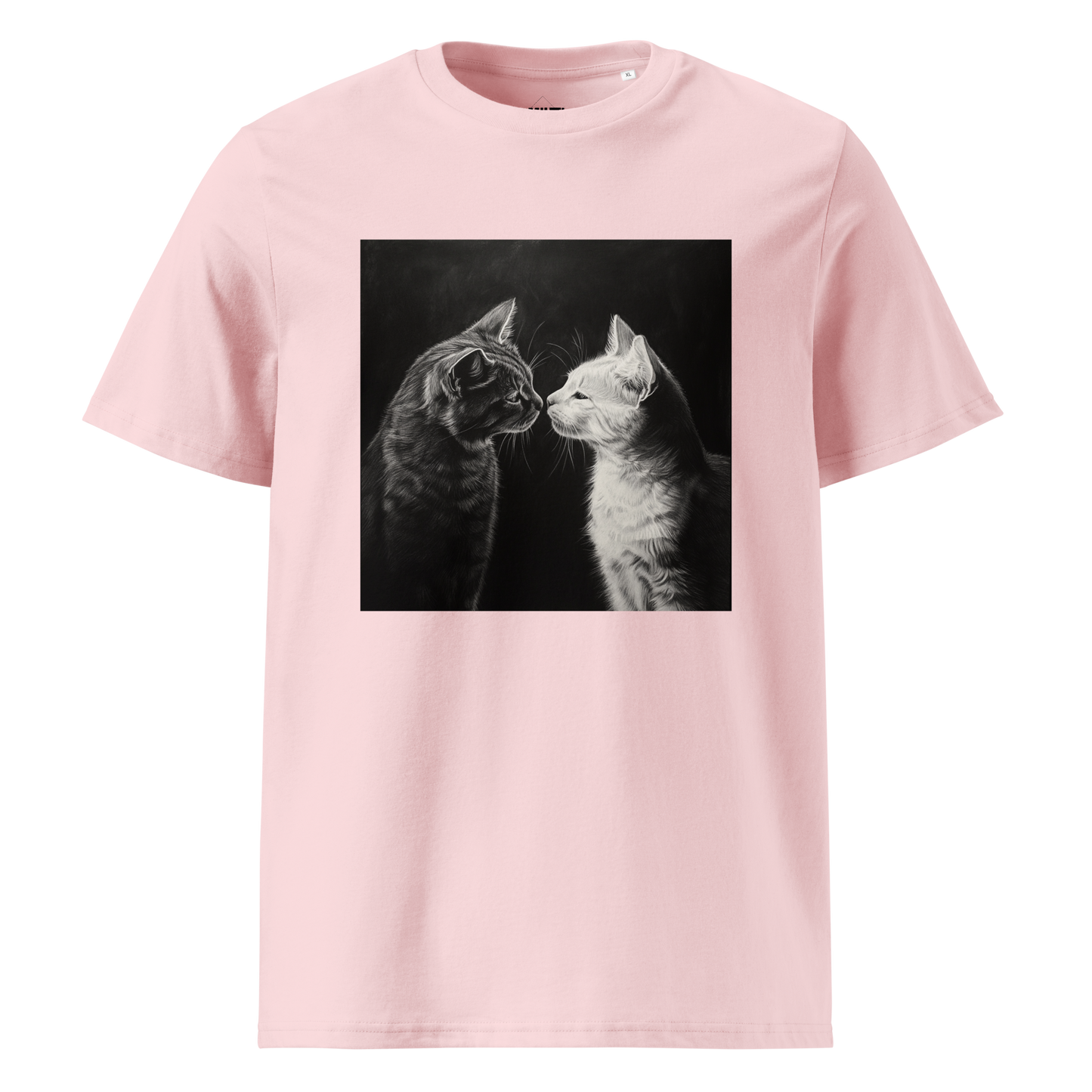 Print 'Cat Couple B&W' Organic Cotton T-shirt Cotton Pink MILTTI