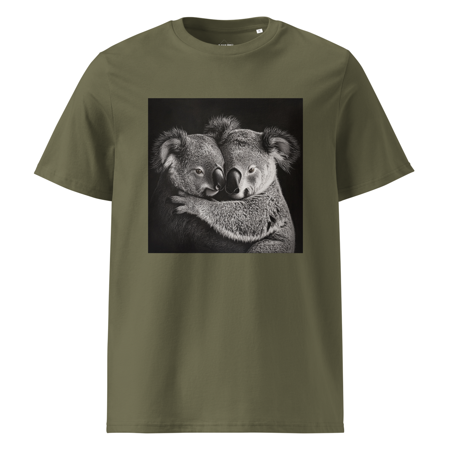 Print 'Koala Couple B&W' Organic Cotton T-shirt Khaki MILTTI