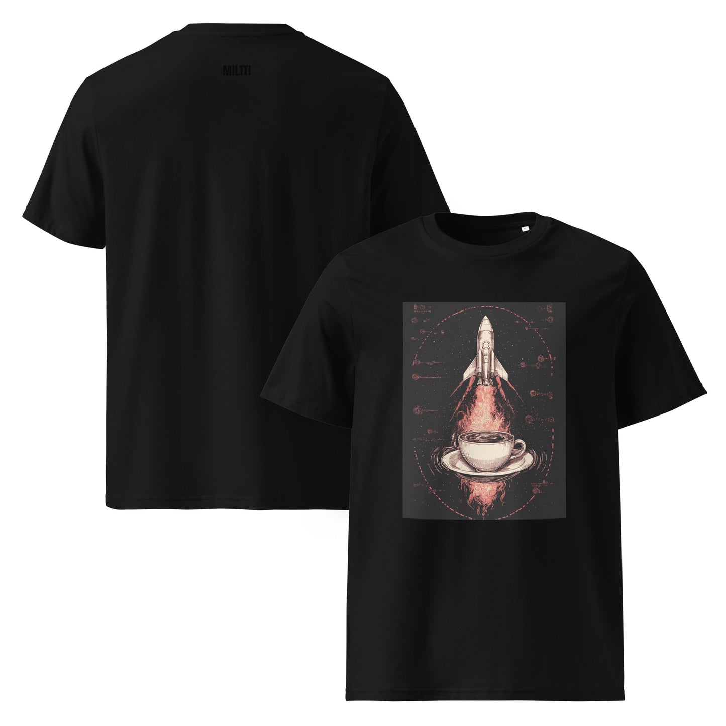 Print 'Rocket Fuel' Organic Cotton T-shirt Black MILTTI