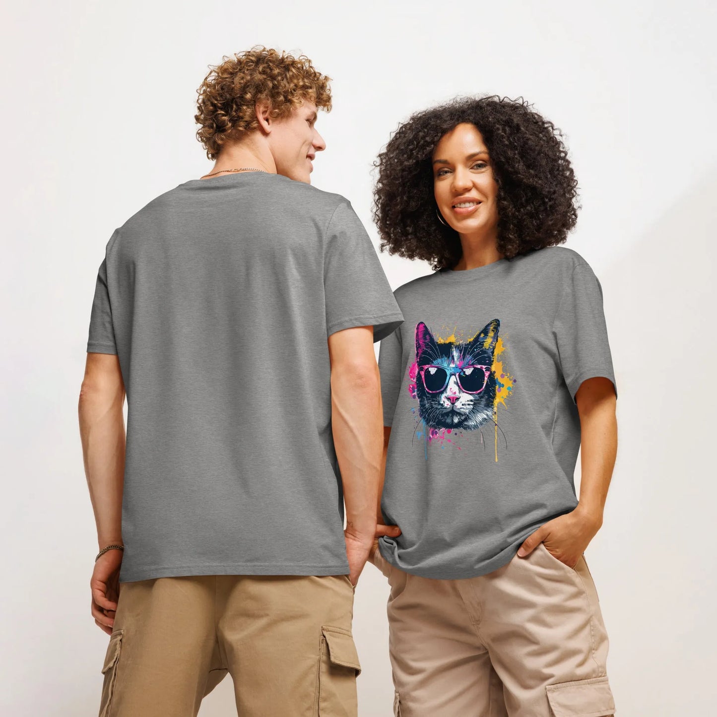 Print 'Pop Cat' Organic Ribbed Neck T-shirt MILTTI