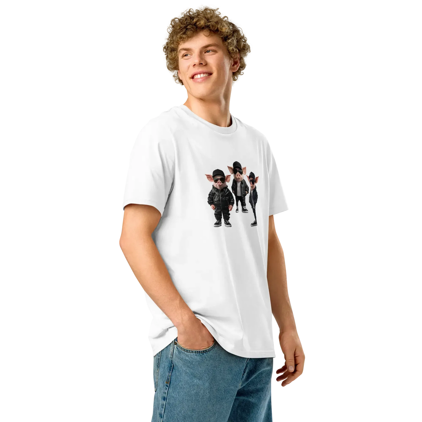 Print 'Bacon Boys' Organic Ribbed Neck T-shirt MILTTI