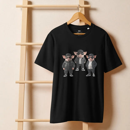 Print 'Bacon Boys' Organic Ribbed Neck T-shirt MILTTI