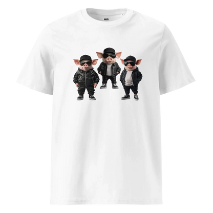 Print 'Bacon Boys' Organic Ribbed Neck T-shirt White MILTTI