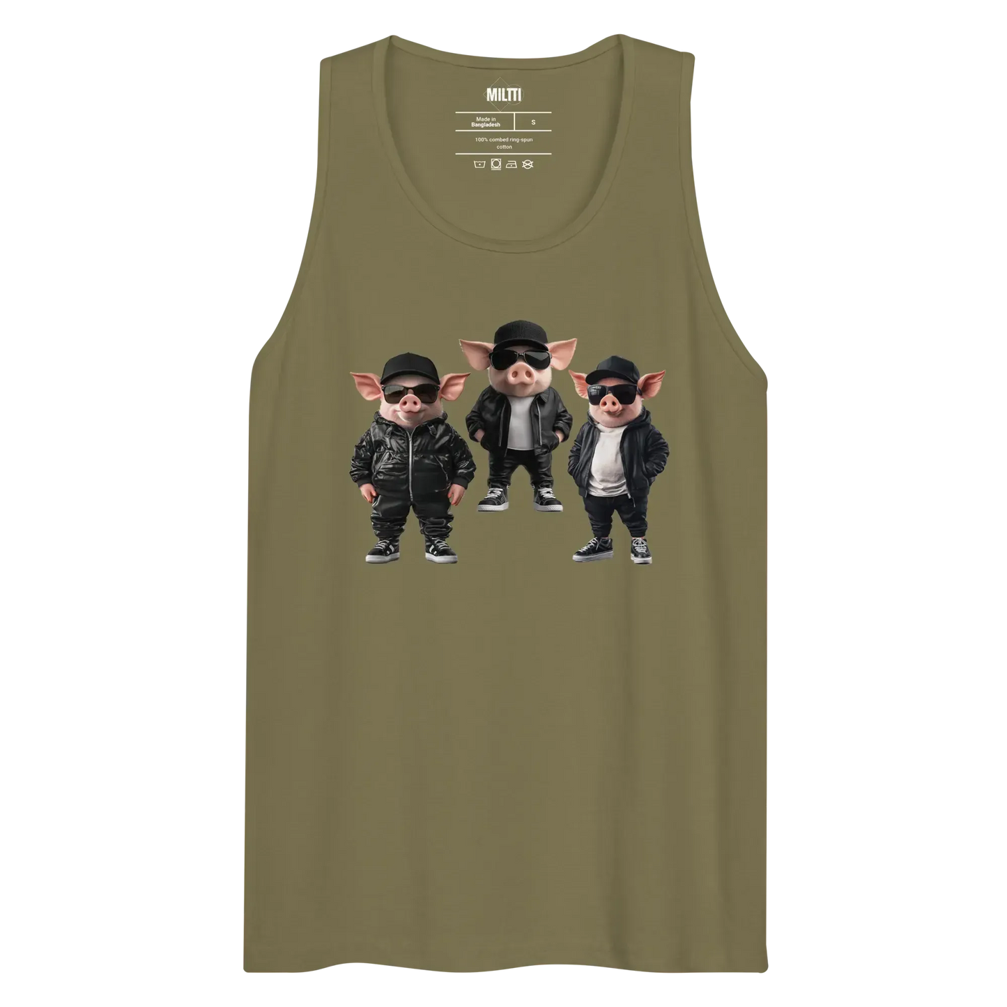 Print 'Bacon Boys' Premium Tank Top Military Green MILTTI