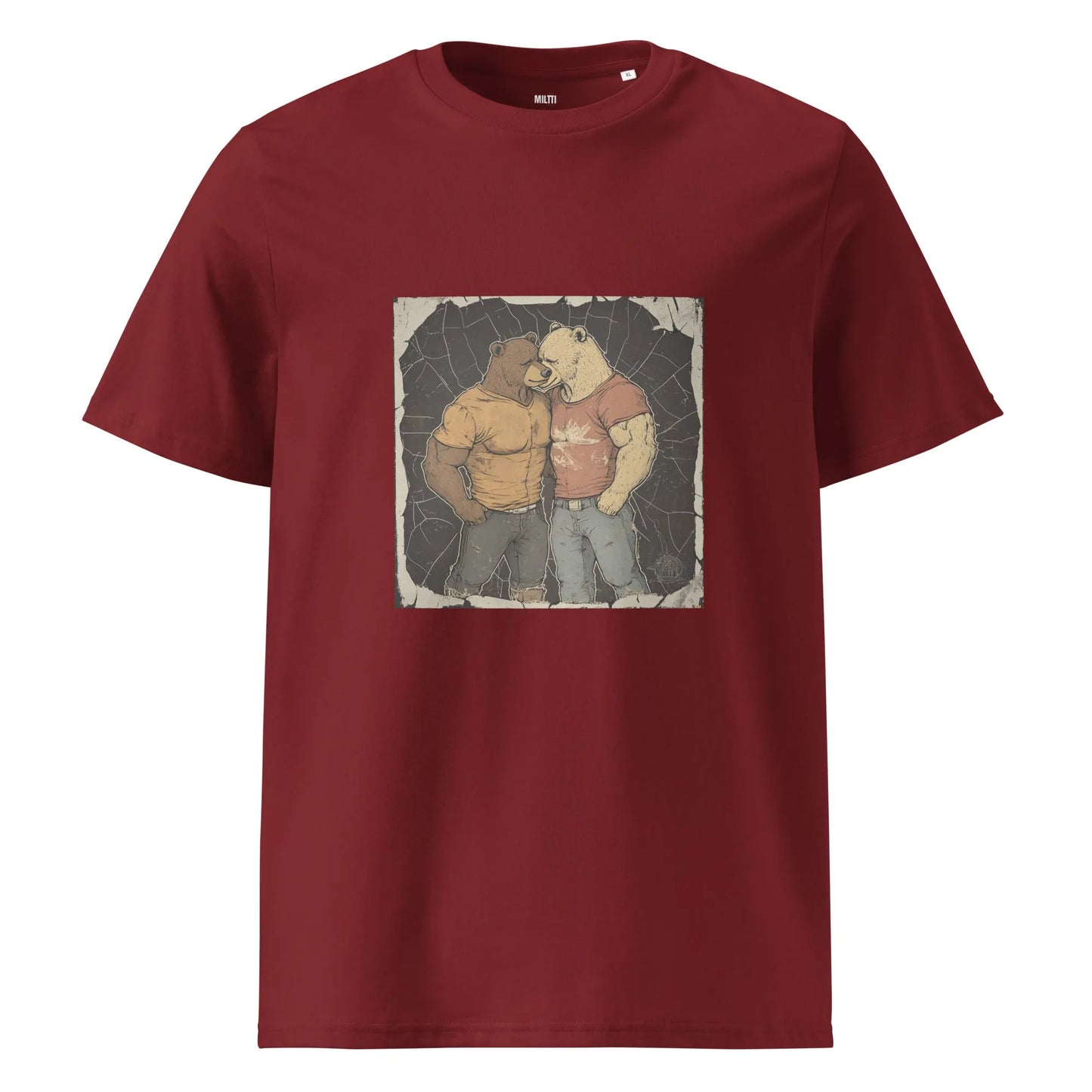 Print 'Bears' Organic Cotton T-shirt Burgundy MILTTI