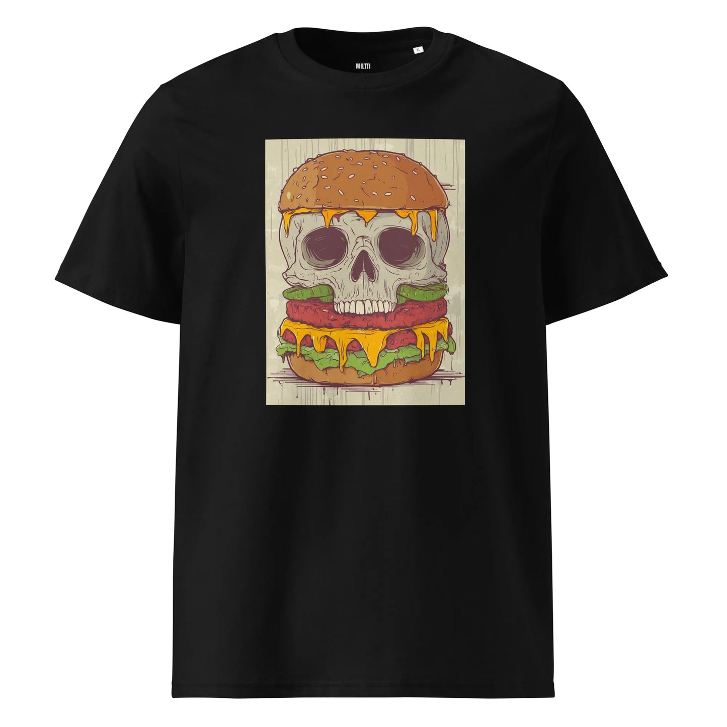 Print 'Last Bite' Organic Ribbed Neck T-shirt Black MILTTI