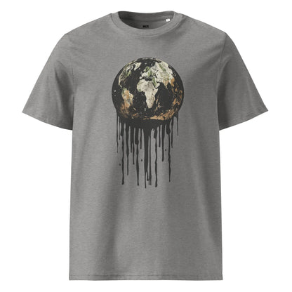 Print 'Bleeding Earth' Organic Cotton T-shirt Heather Grey MILTTI
