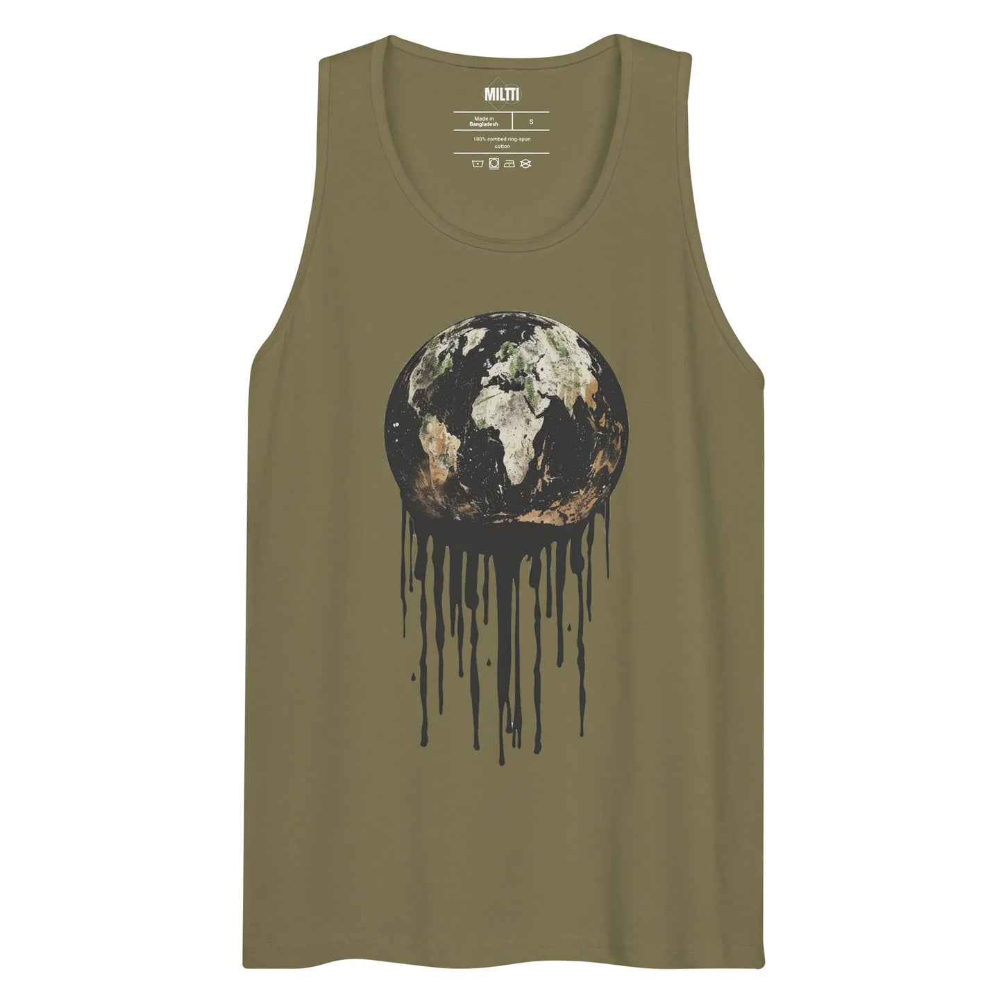 Print 'Bleeding Earth' Premium Tank Top Military Green MILTTI