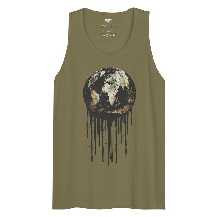 Print 'Bleeding Earth' Premium Tank Top Military Green MILTTI