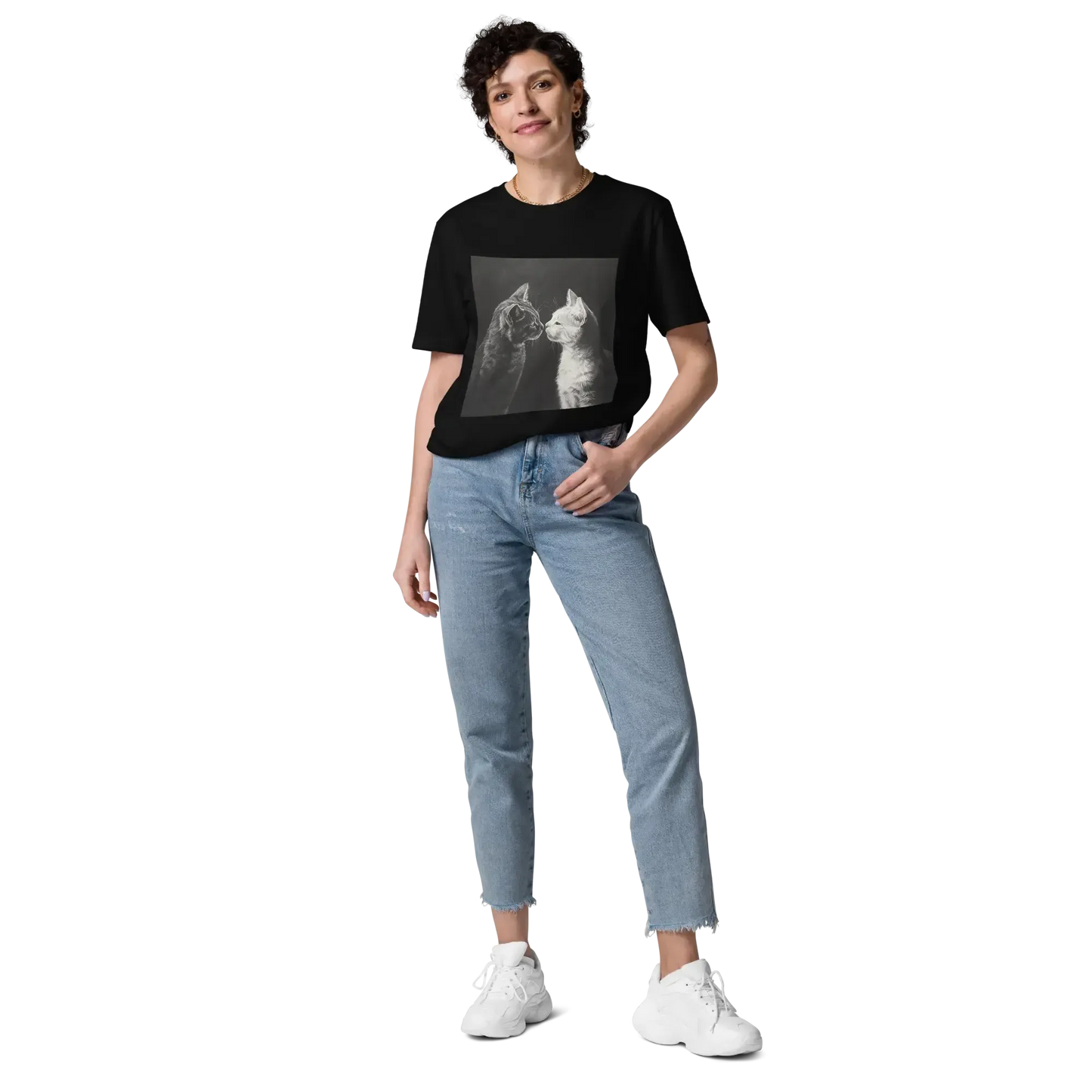 Print 'Cat Couple B&W' Organic Cotton T-shirt MILTTI