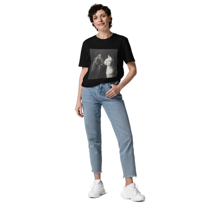 Print 'Cat Couple B&W' Organic Cotton T-shirt MILTTI