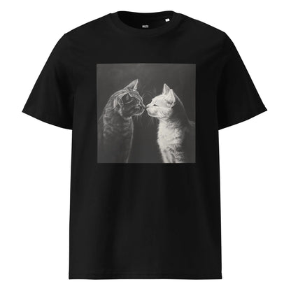 Print 'Cat Couple B&W' Organic Cotton T-shirt Black MILTTI