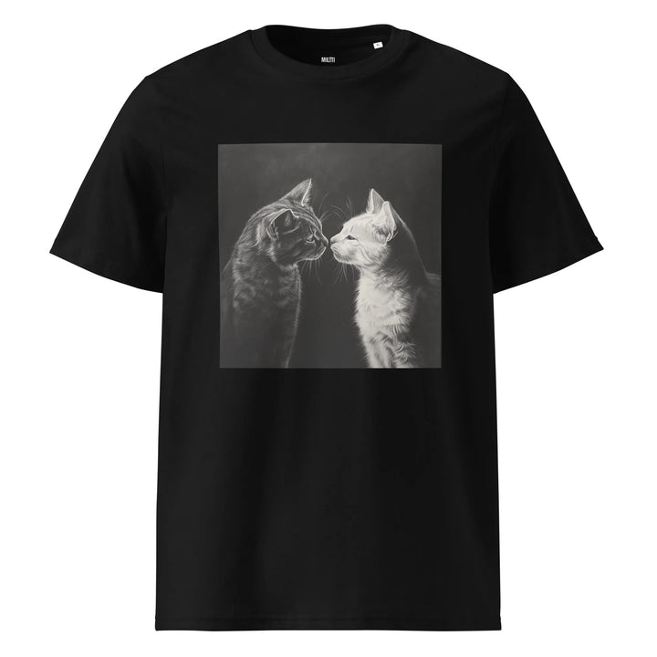 Print 'Cat Couple B&W' Organic Cotton T-shirt Black MILTTI