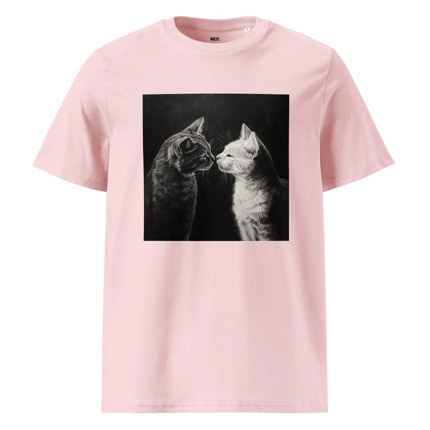Print 'Cat Couple B&W' Organic Cotton T-shirt Cotton Pink MILTTI