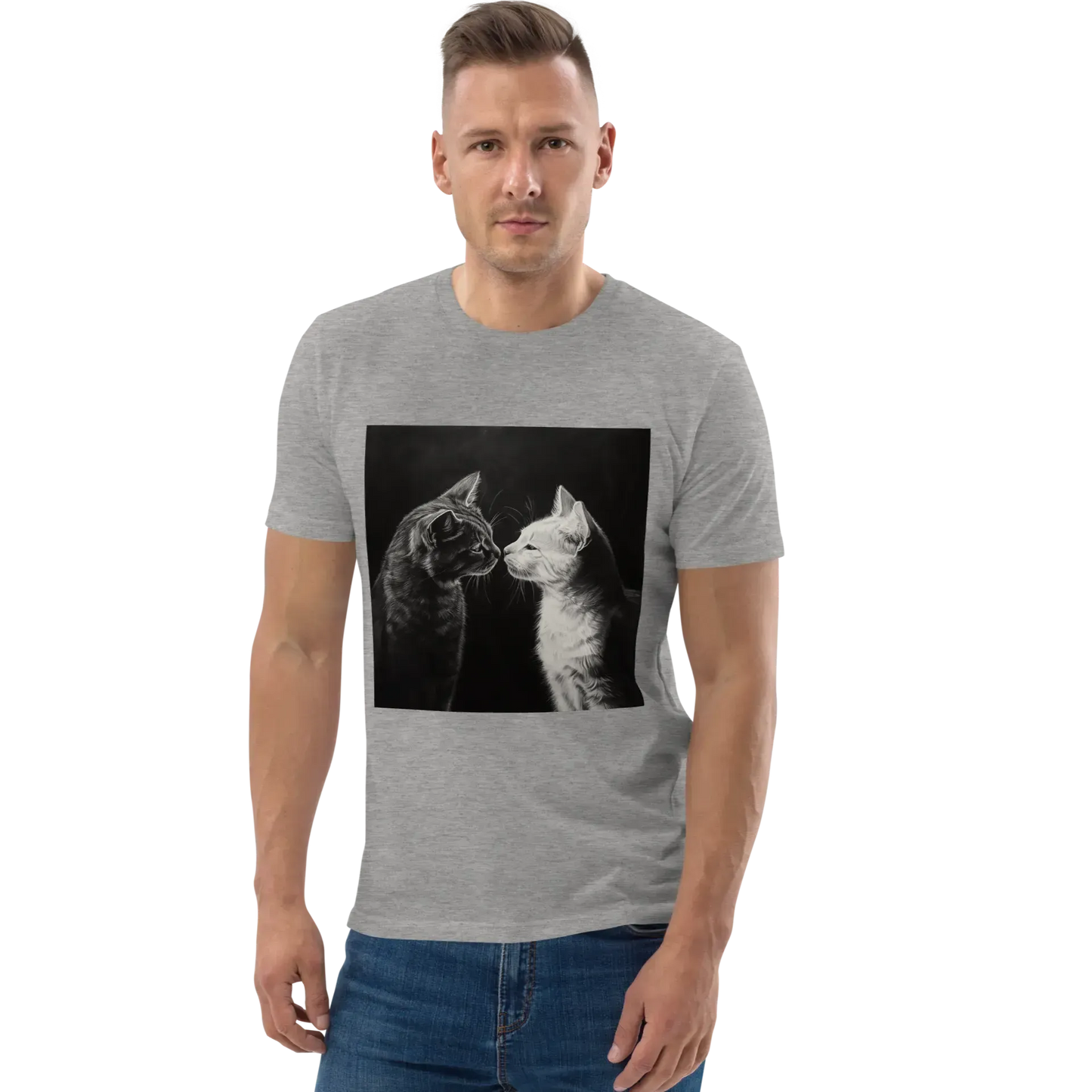 Print 'Cat Couple B&W' Organic Cotton T-shirt MILTTI
