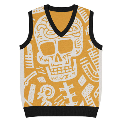 Print 'Chalk About' Knit V-neck Vest S MILTTI