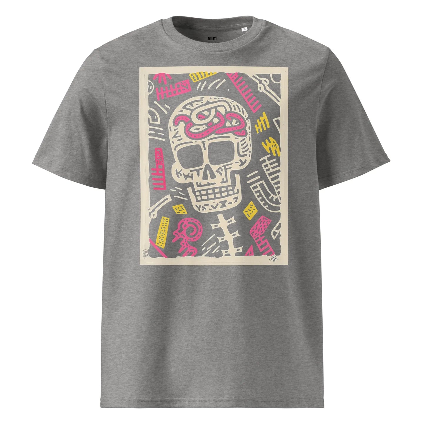 Print 'Chalk About' Organic T-shirt Heather Grey MILTTI