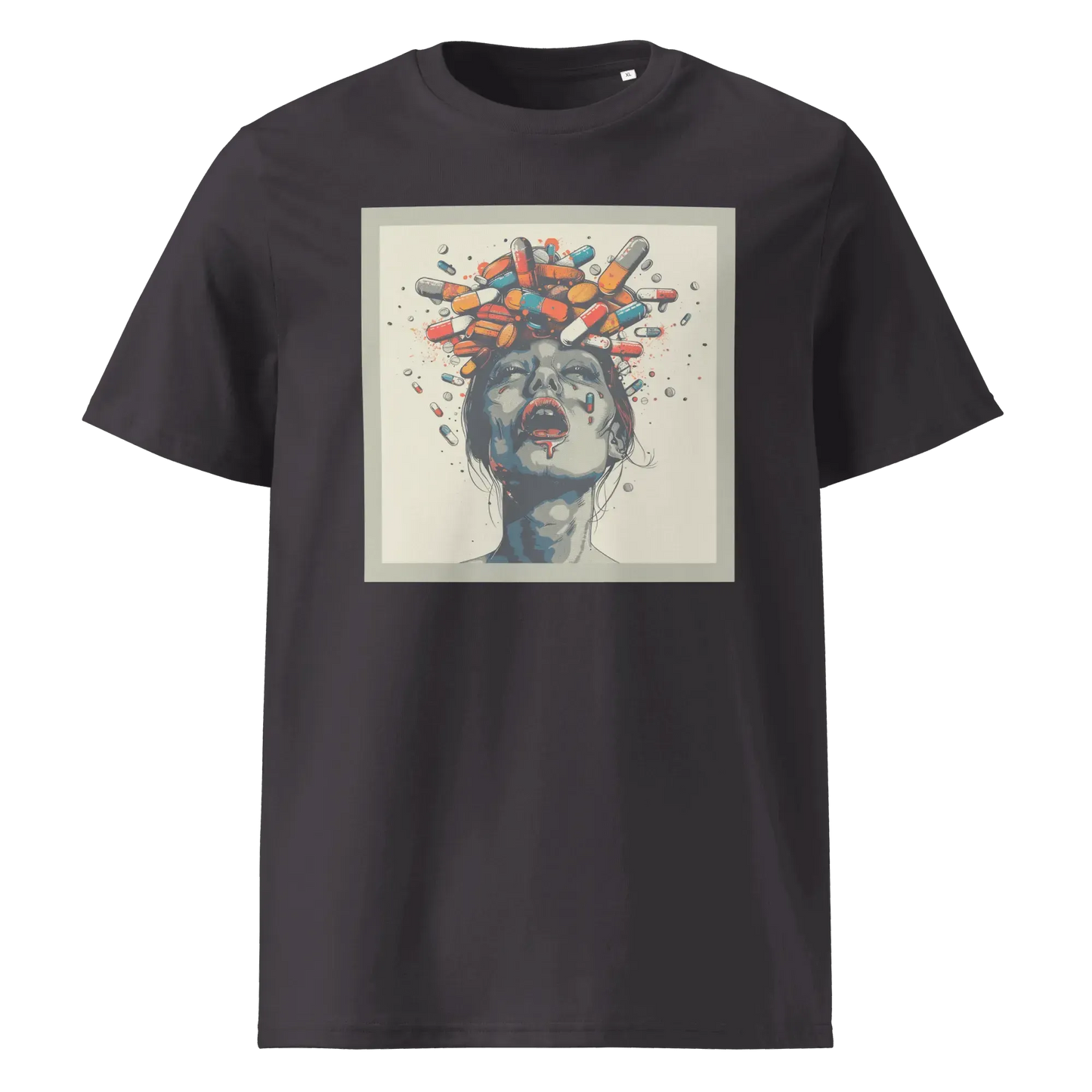 Print 'Crazy Pills' Organic Cotton T-shirt Anthracite MILTTI