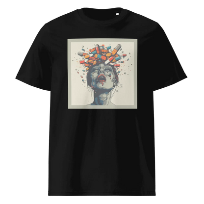 Print 'Crazy Pills' Organic Cotton T-shirt Black MILTTI
