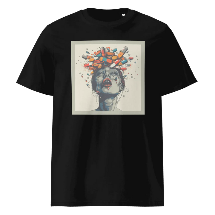 Print 'Crazy Pills' Organic Cotton T-shirt Black MILTTI