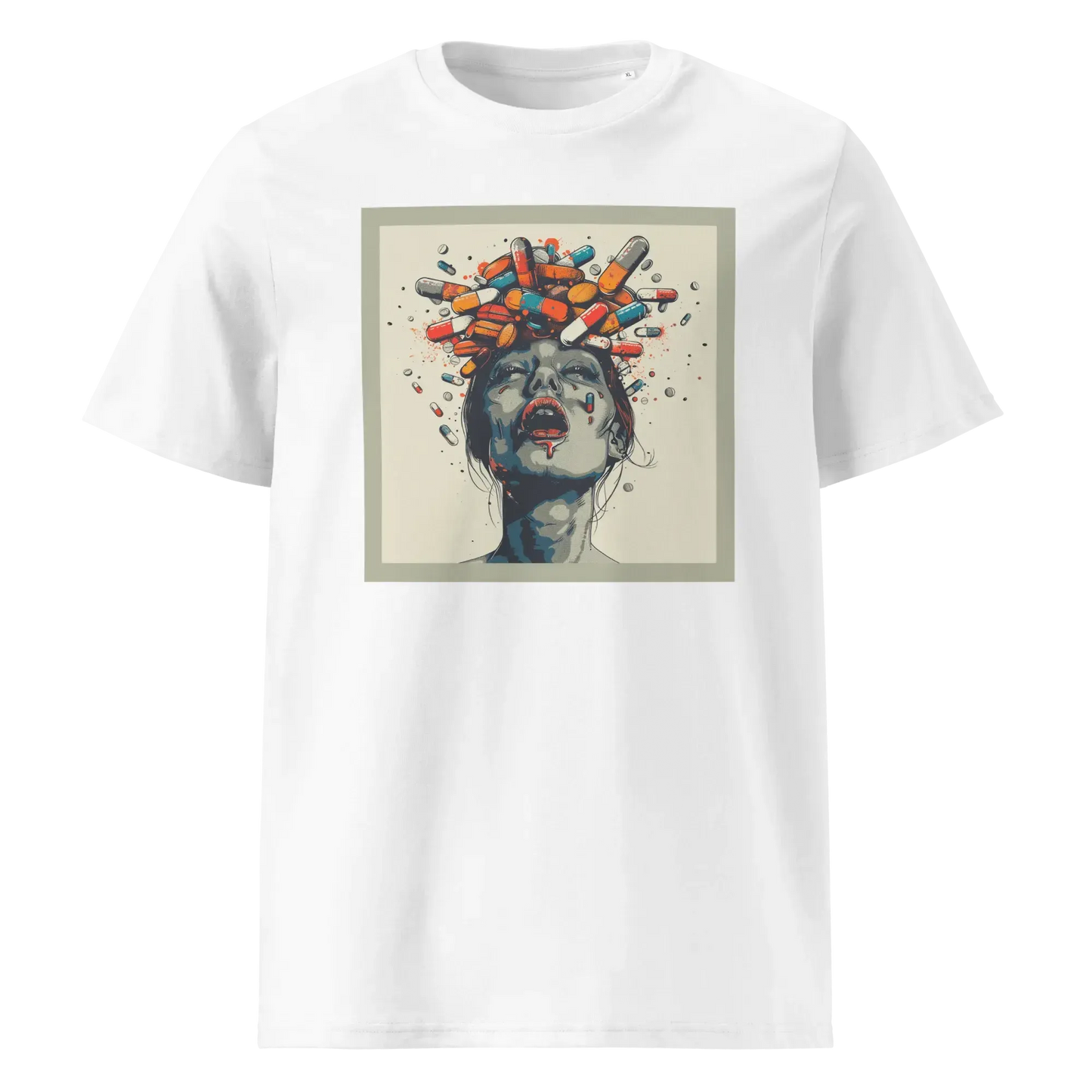 Print 'Crazy Pills' Organic Cotton T-shirt White MILTTI