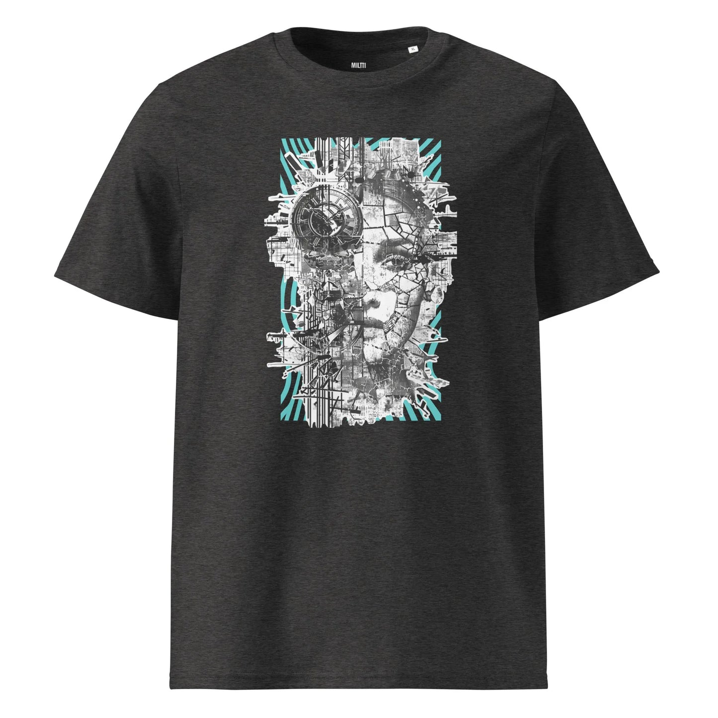 Print 'Digital Diva' Organic Cotton T-shirt Dark Heather Grey MILTTI