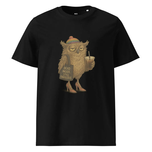 Print 'Fabulous Owl' Organic T-shirt Black MILTTI