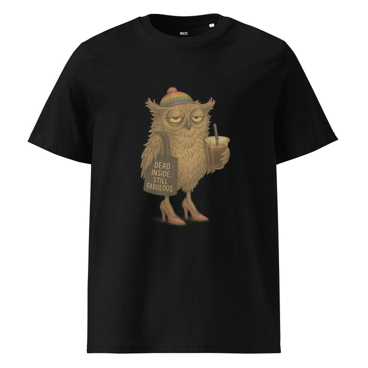 Print 'Fabulous Owl' Organic T-shirt Black MILTTI