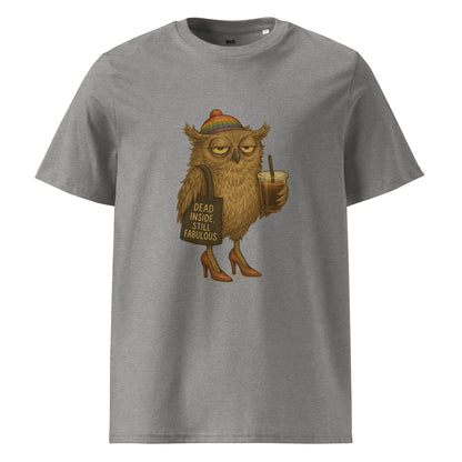 Print 'Fabulous Owl' Organic T-shirt Heather Grey MILTTI