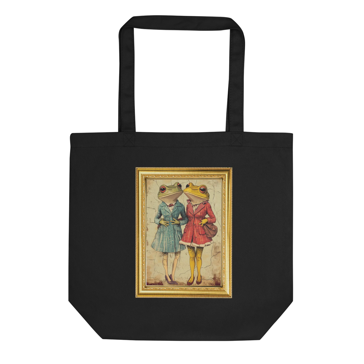 Print 'Frog Couple' Tote Bag Black MILTTI