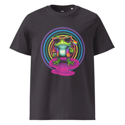 Print 'Frog the Mic' Organic Cotton T-shirt Anthracite MILTTI