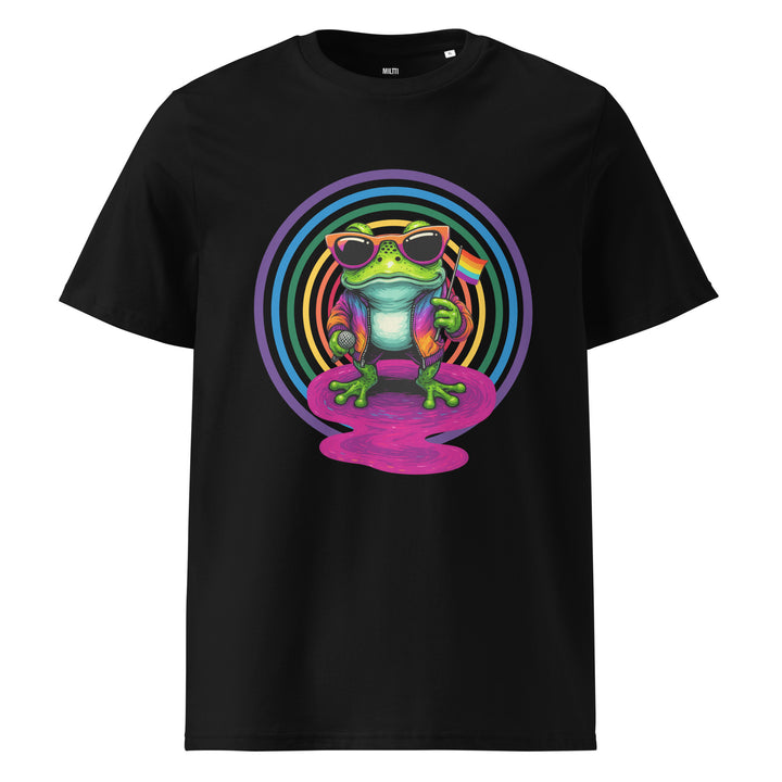 Print 'Frog the Mic' Organic Cotton T-shirt Black MILTTI