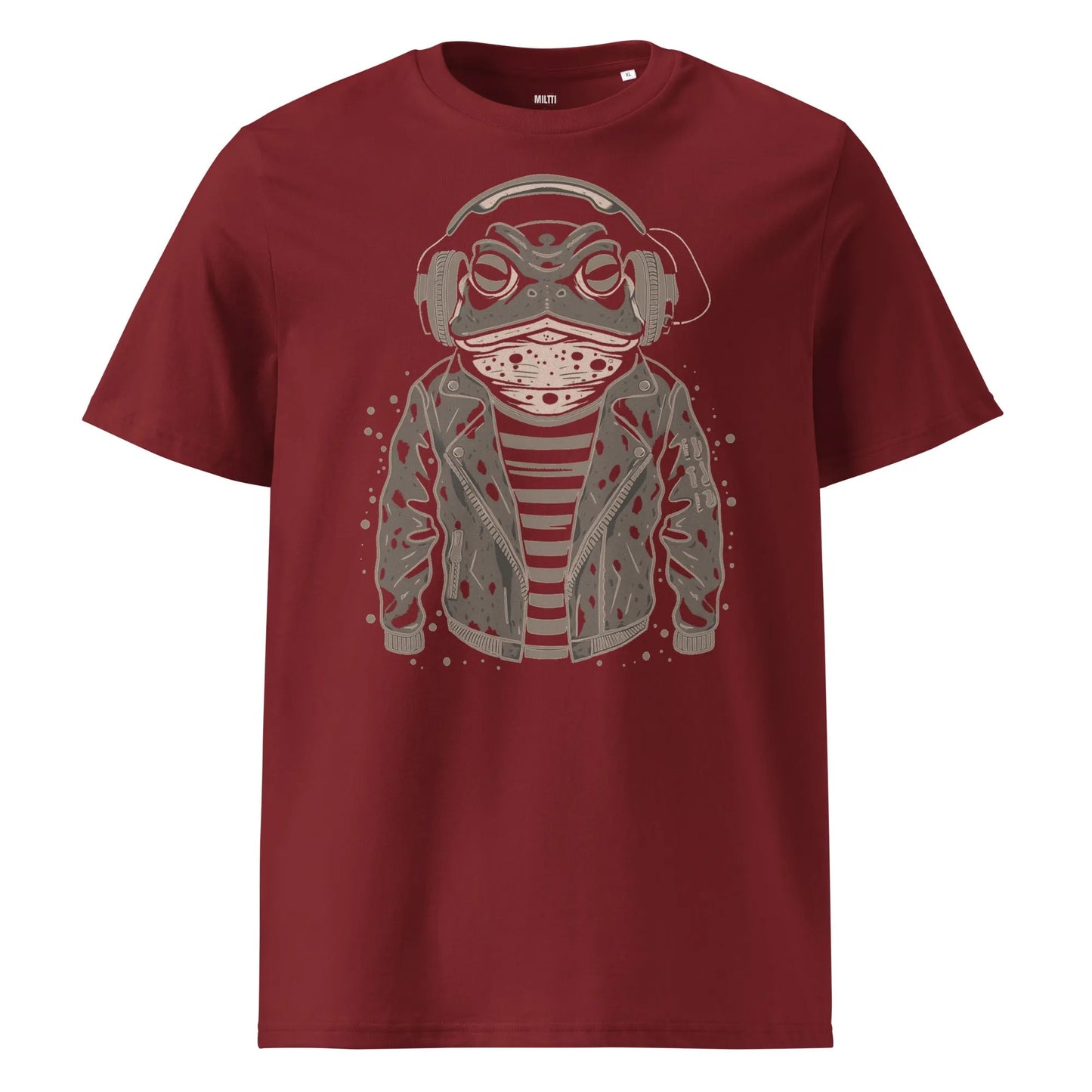 Print 'Frogwaves' Organic T-shirt Burgundy MILTTI