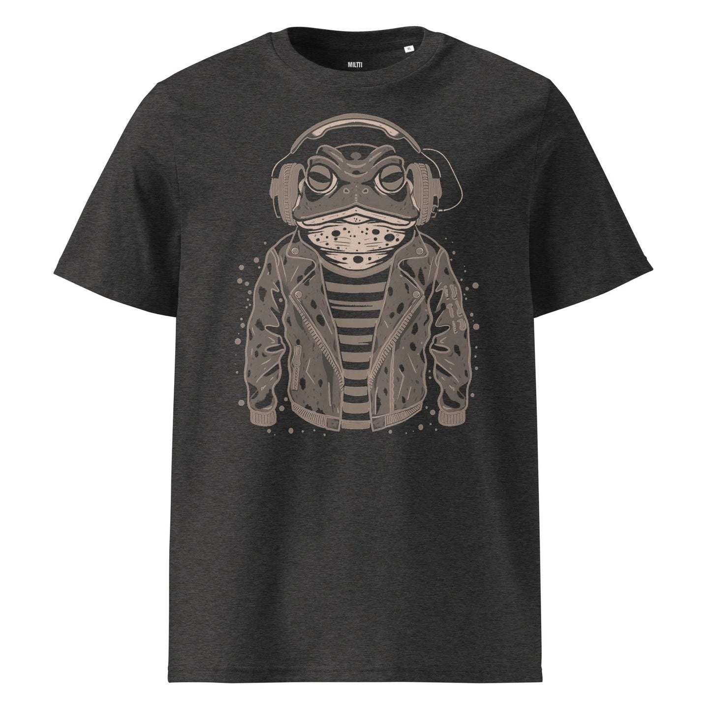 Print 'Frogwaves' Organic T-shirt Dark Heather Grey MILTTI
