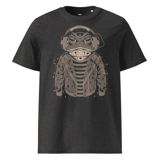 Print 'Frogwaves' Organic T-shirt Dark Heather Grey MILTTI
