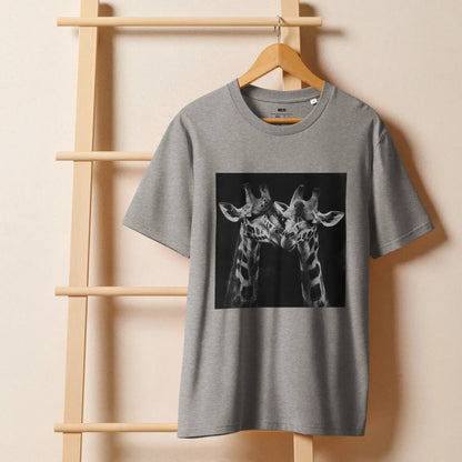 Print 'Giraffe Couple B&W' Organic Ribbed Neck T-shirt MILTTI