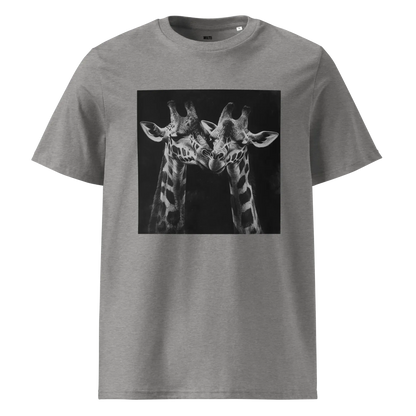 Print 'Giraffe Couple B&W' Organic Ribbed Neck T-shirt Heather Grey MILTTI