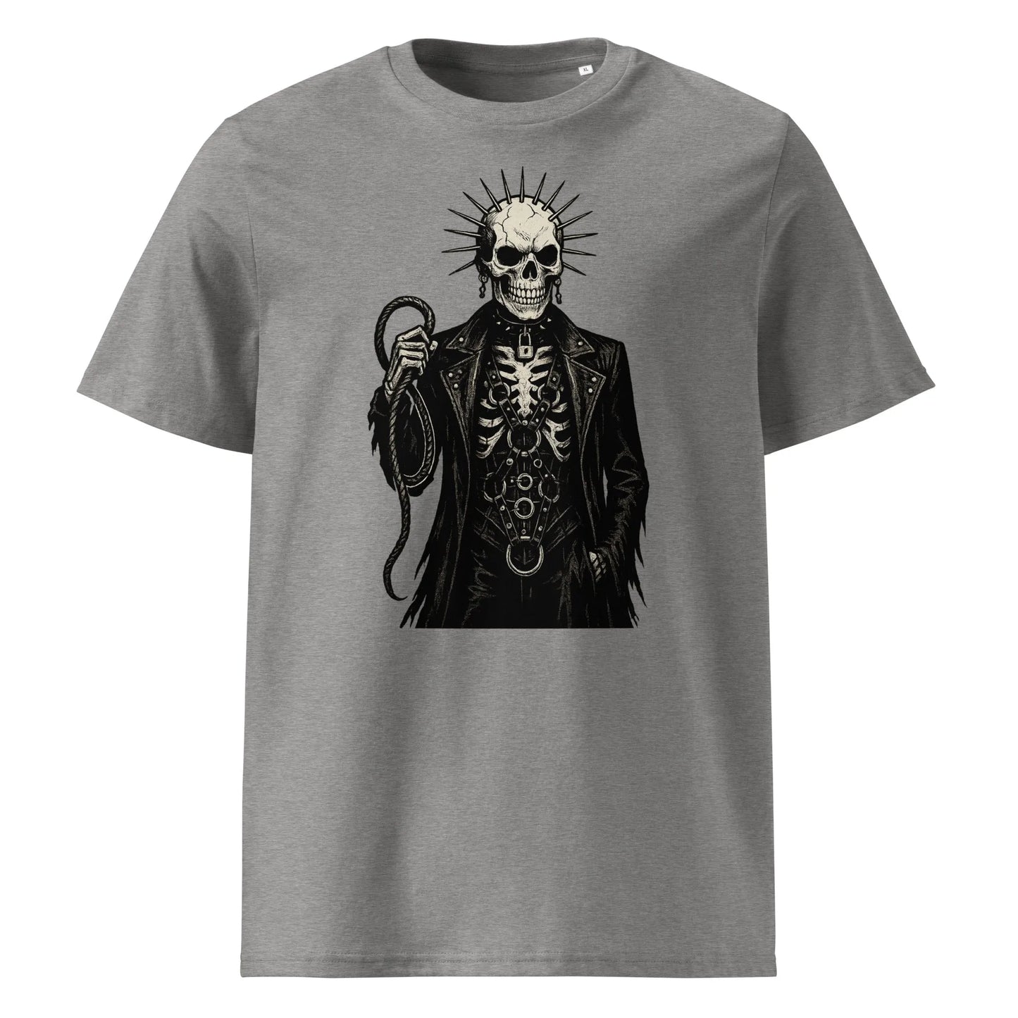 Print 'Gothic Skeleton Couture' Organic T-shirt Heather Grey MILTTI