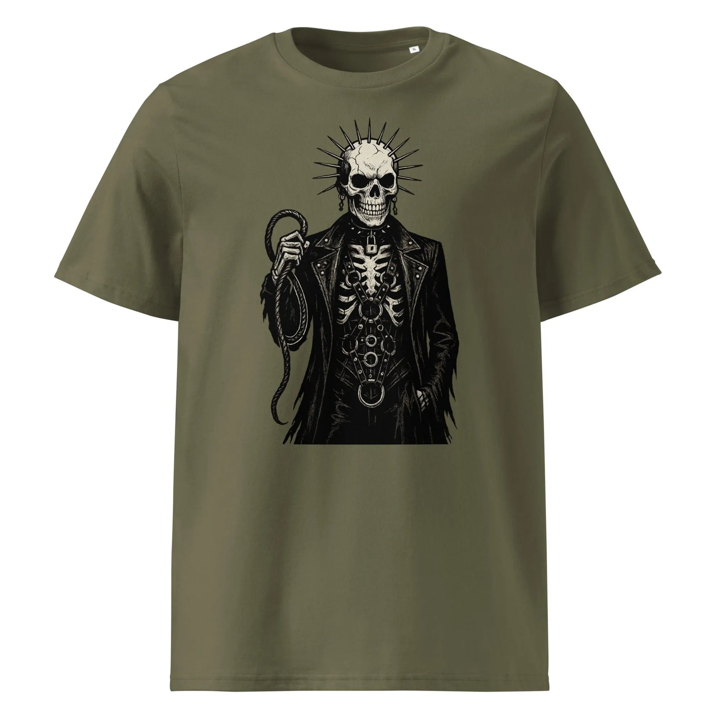 Print 'Gothic Skeleton Couture' Organic T-shirt Khaki MILTTI
