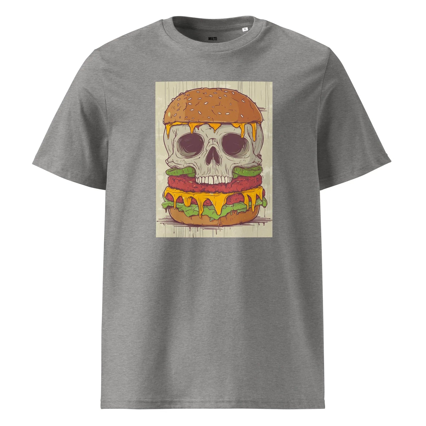 Print 'Last Bite' Organic Ribbed Neck T-shirt Heather Grey MILTTI
