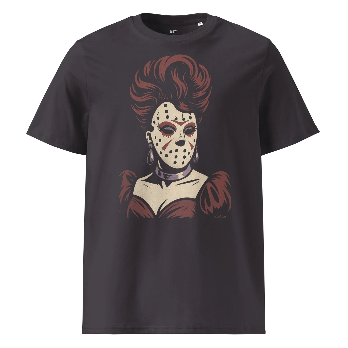 Print 'Hockey Mask Glam' Organic T-shirt Anthracite MILTTI
