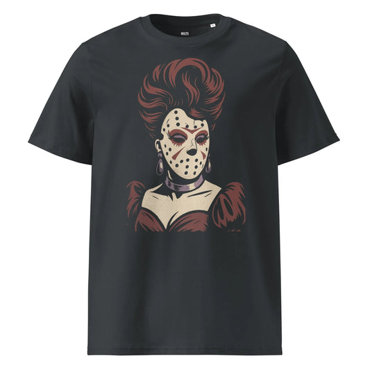 Print 'Hockey Mask Glam' Organic T-shirt India Ink Grey MILTTI